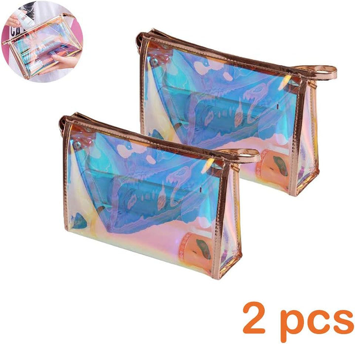 Tragbar Reisen Waschbeutel, 2 Stück Make Up Tasche Tragbar, Transparent Kosmetiktasche, with Zipper,