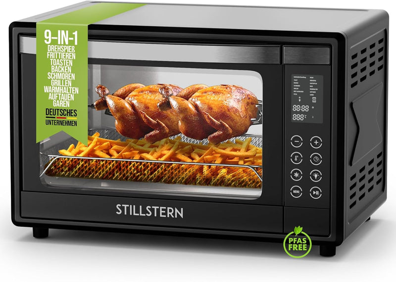 Stillstern Minibackofen mit Umluft (35L) Deutsche Version, 13 Programme, Zubehör: Backblech, Drehspi