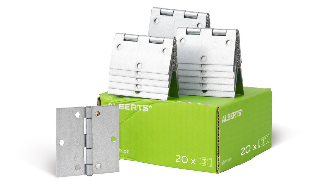 Alberts 850289 Scharnier | quadratisch | galvanisch gelb verzinkt | 70 x 70 mm | 20er Set, 70 x 70 m