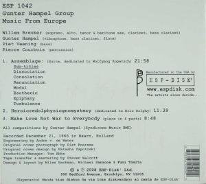 Music From Europe, Audio-CD