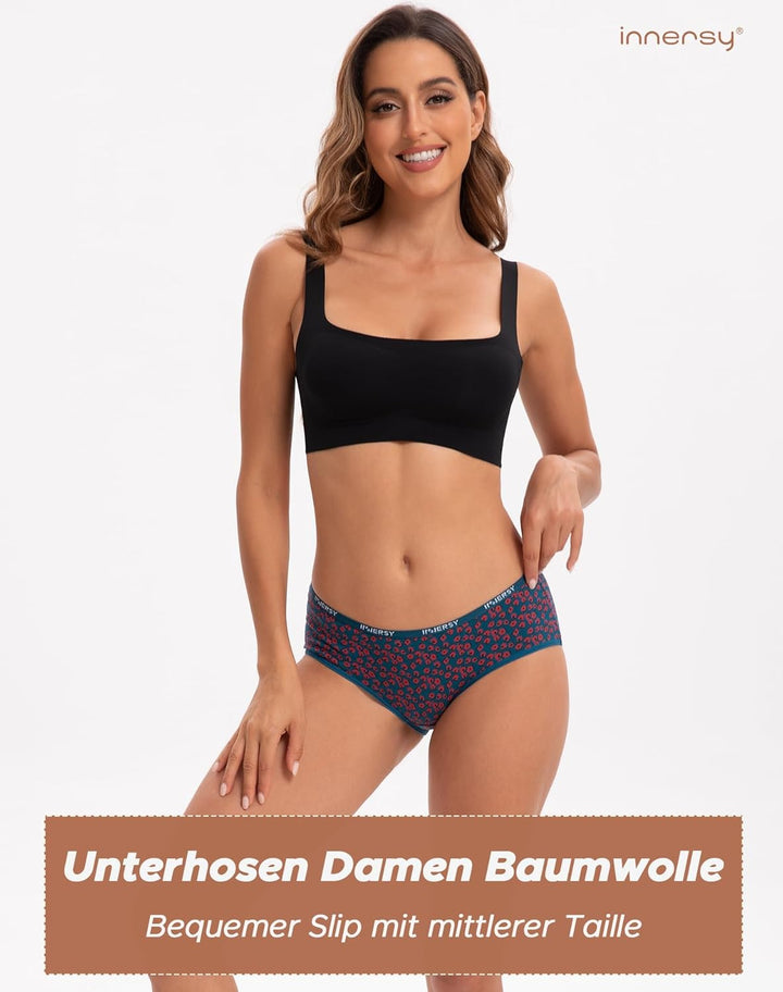 INNERSY Unterhosen Damen Baumwolle Slips Mehrpack Hipster Bequem Unterwäsche 6er Pack XS Retro Mehrf