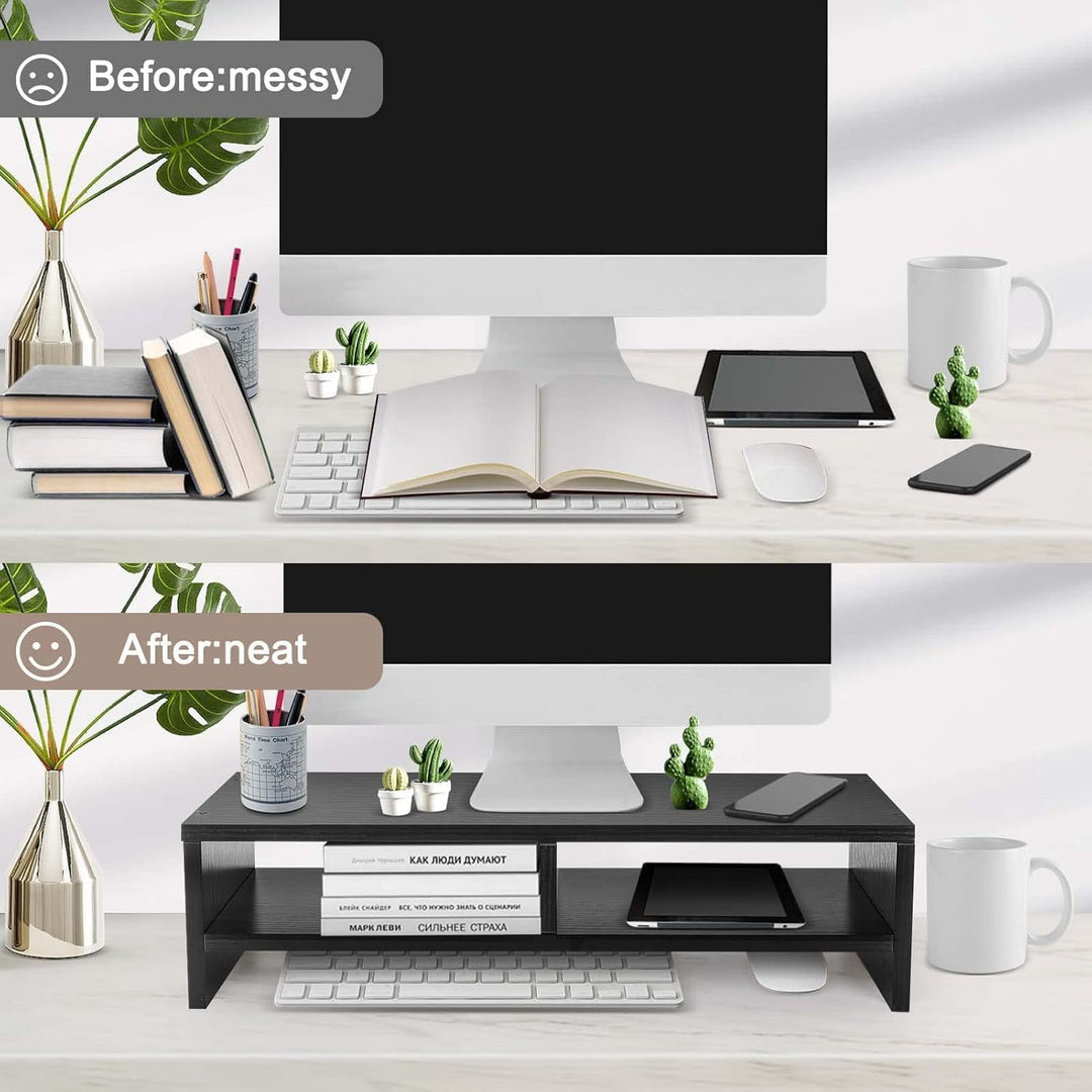 Holz Laptopständer 2-stufiger Laptopständer & Monitorständer mit Ablagefach, ergonomische Monitorerh