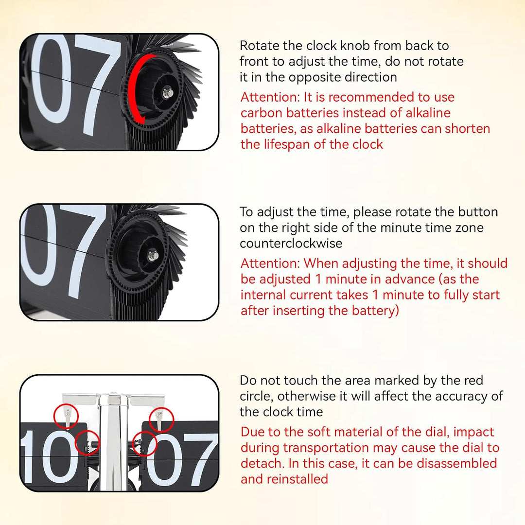 HERCHR Flip-Schreibtischuhr, Retro-Digital-Flip-Down-Uhr, Edelstahl Automatische Mechanische Uhr mit
