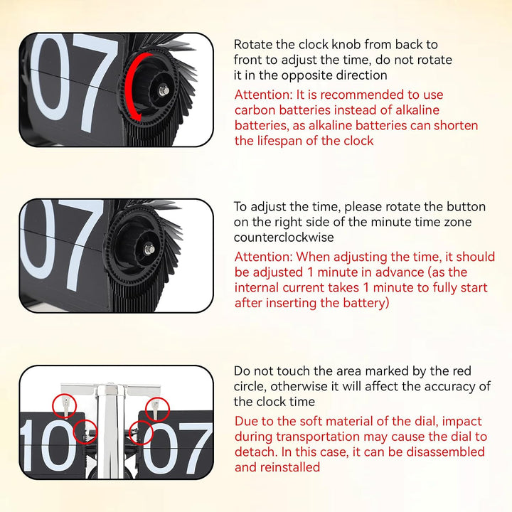 HERCHR Flip-Schreibtischuhr, Retro-Digital-Flip-Down-Uhr, Edelstahl Automatische Mechanische Uhr mit