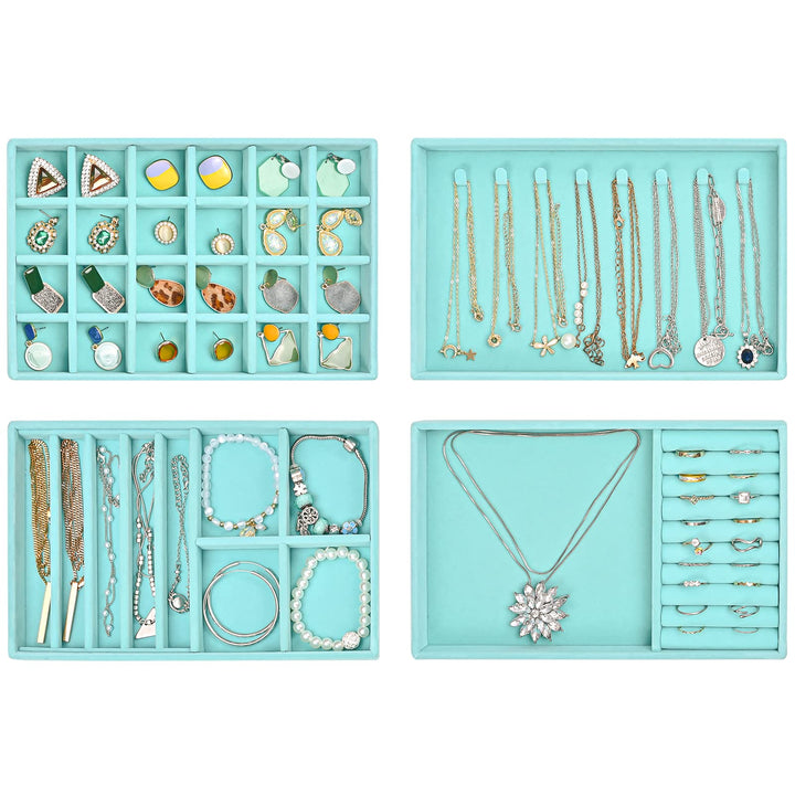 ProCase Schmucktablett Organizer mit 4 Schmuckschalen, Stapelbar Schmuck Schublade Organizer, Schmuc