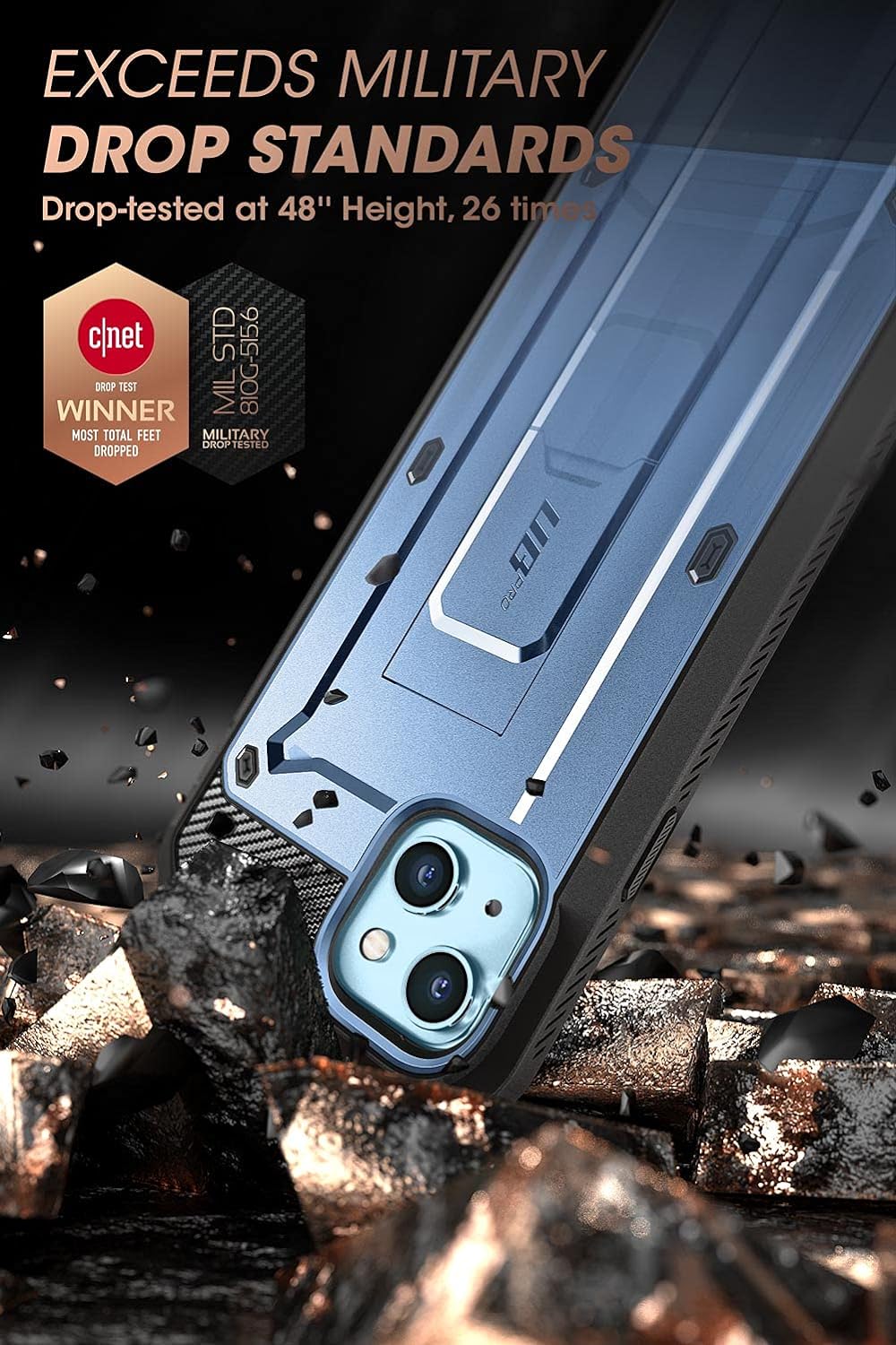 SUPCASE Unicorn Beetle Pro Ganzkörper Rugged Holster Schutzhülle für 6,1 Zoll iPhone 13 (2021), Meta