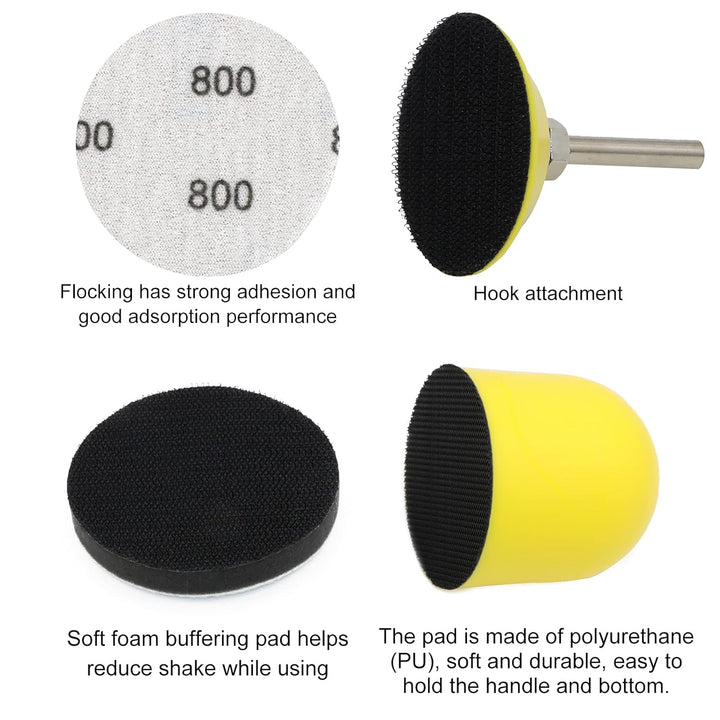 VIBRATITE 184 Stück Schleifscheiben 50mm Klett Nasse Trockene Schleifpads, (Körnung 60-10000) Sandpa