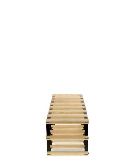 Weinregal aus Metall & Holz für 14 Flaschen, 22,5x72,5x25cm, freistehender Weinständer, Getränkerega