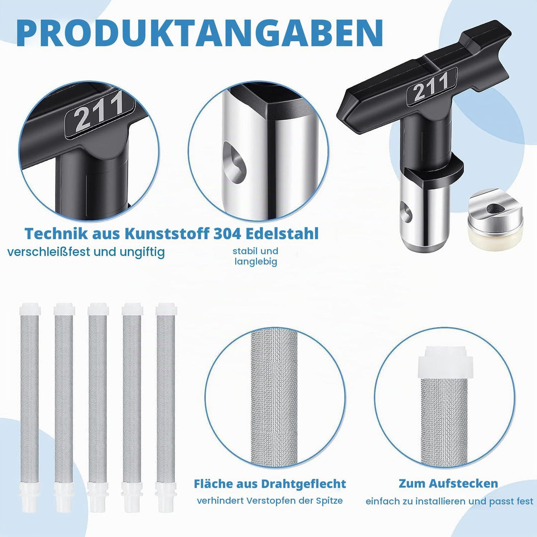 WOOLUCK® 6 Stück Airless düse mit spitzendichtung,und 60 Mesh Airless Spray Gun Filter Elemente,für