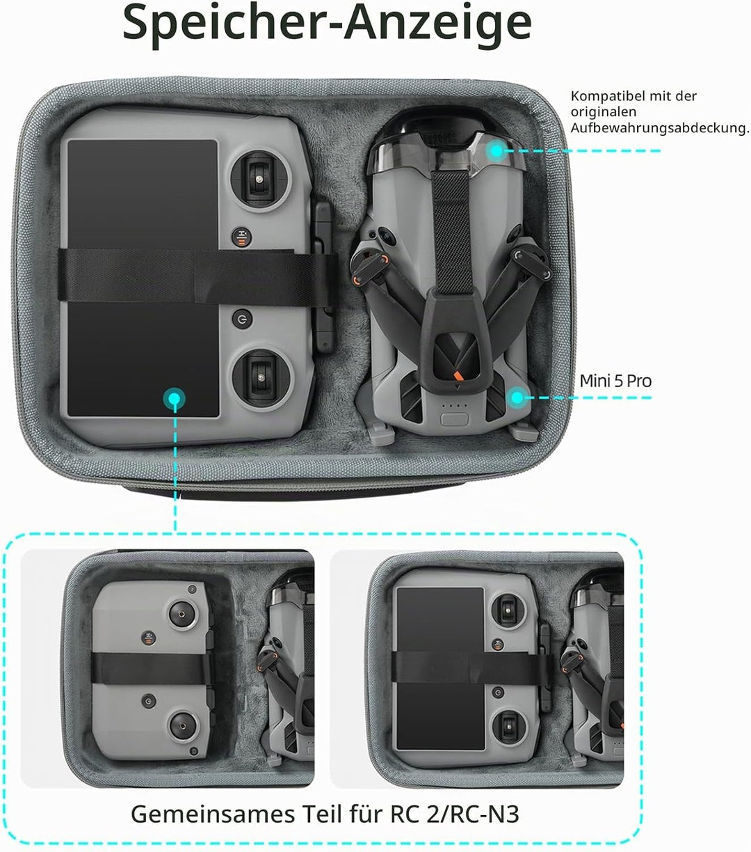 ZJRXM Tasche für DJI Mini 5 Pro Drone Zubehör, Hardshell Tragetasche für DJI Mini 5 Pro Drone/RC 2/R