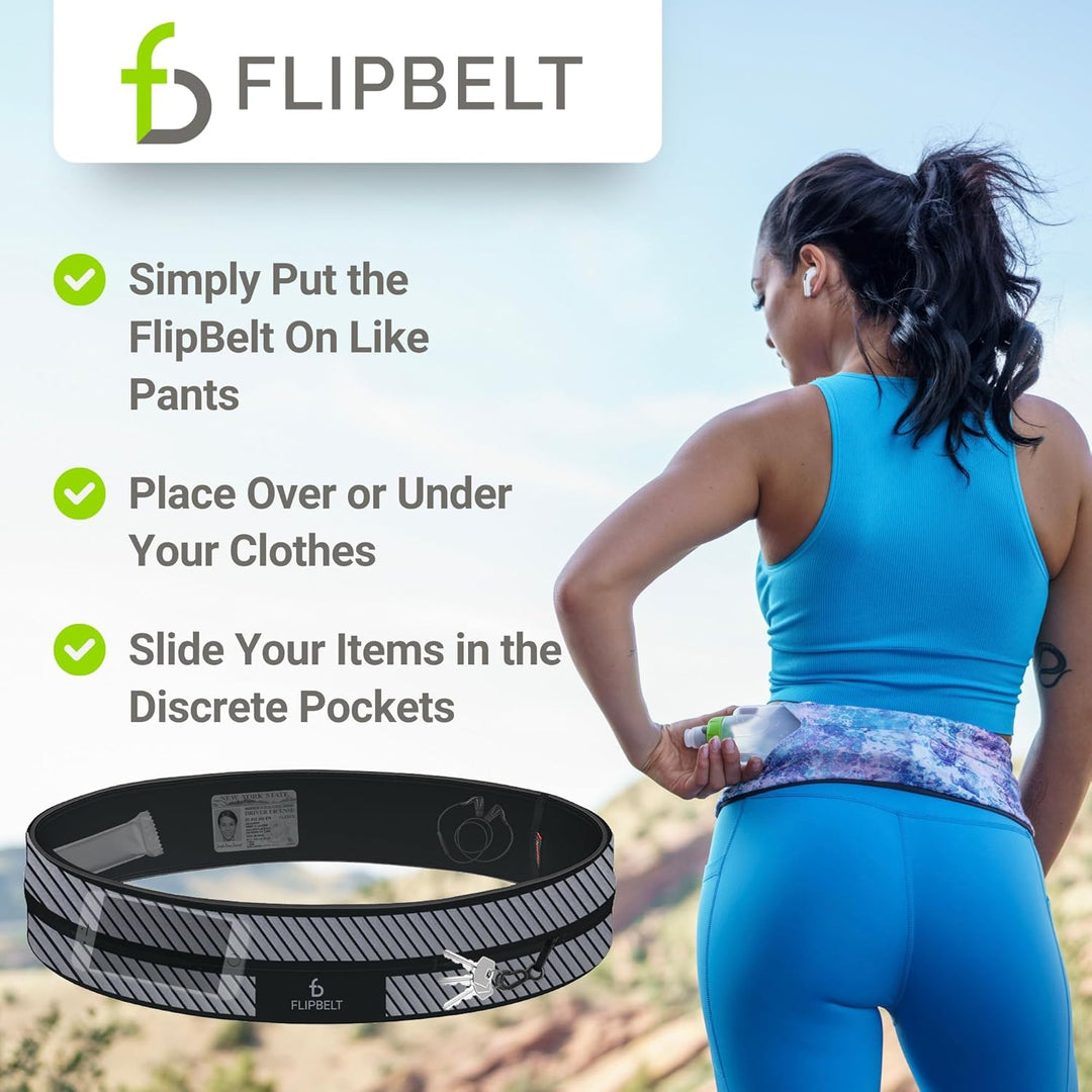 FlipBelt - USA Original Patent, USA Design, USA Versand, USA Garantie XS Reflektierendes Schwarz, XS