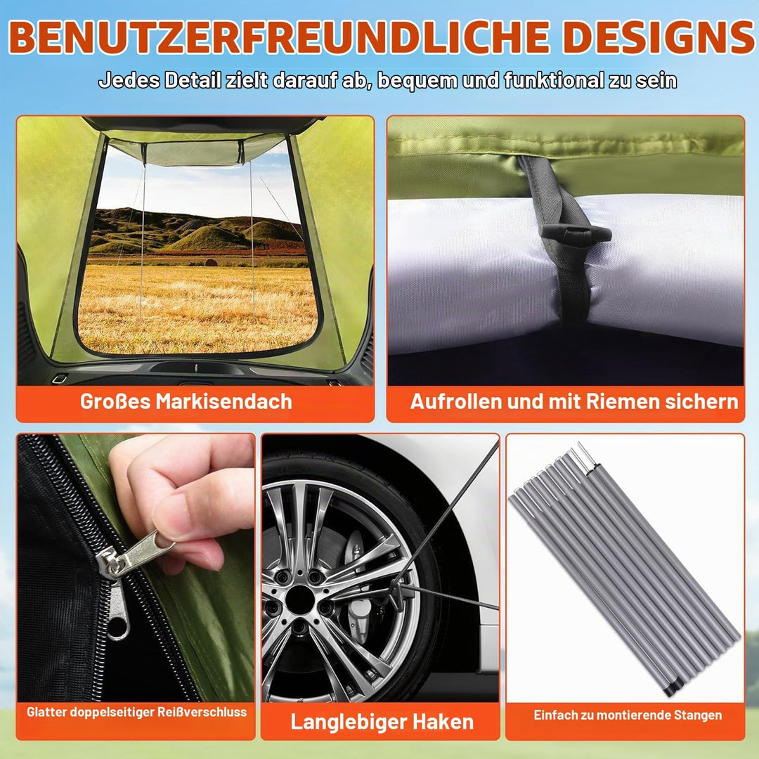 Universal Heckklappenzelt Caddy - Wasserdichtes Auto Heckzelt für Camping &amp; Reisen mit UV-Schutz -St