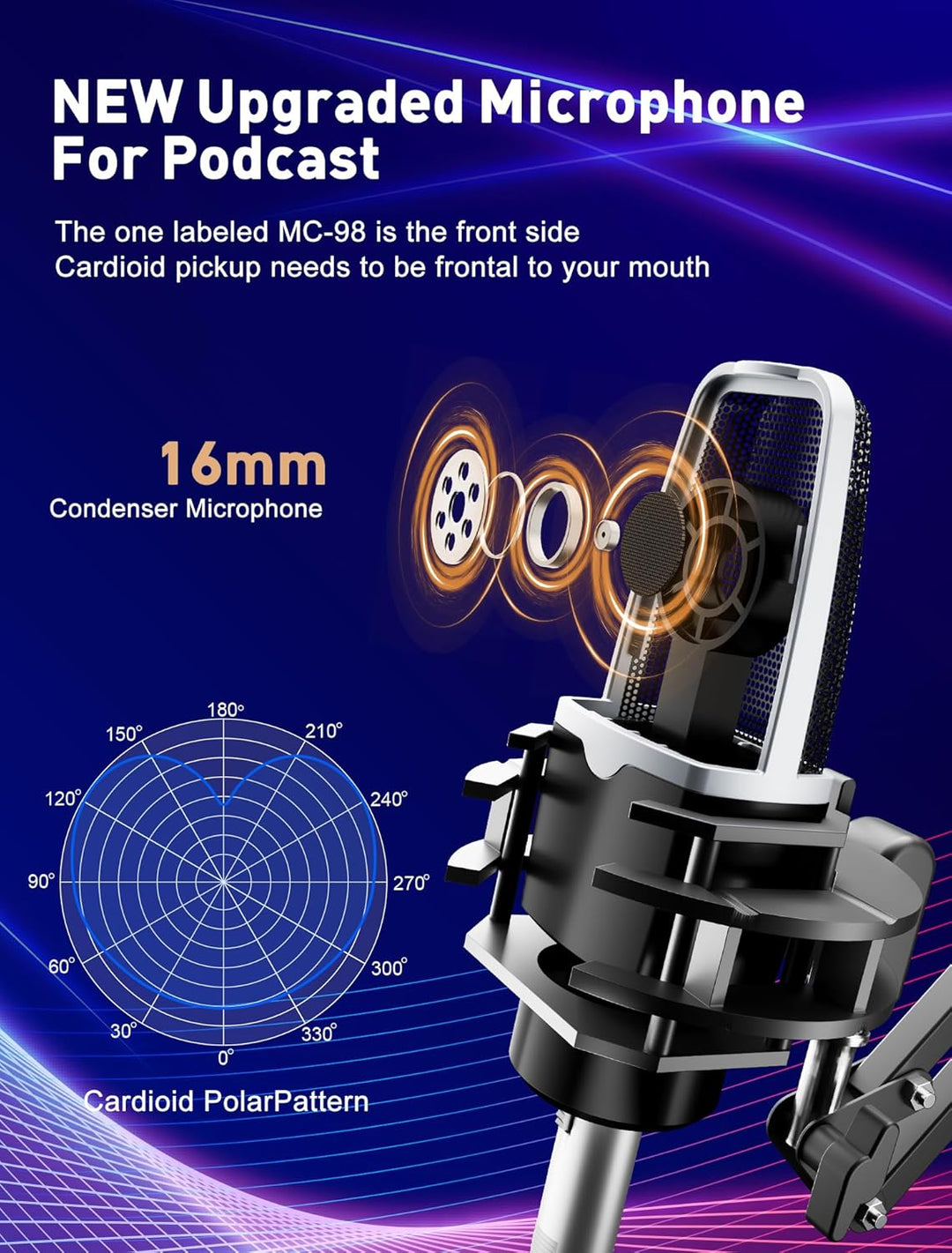 SINWE All-in-One Podcast Set Pro • Studiomischer mit Kondensator-Mikrofon • Plug & Play Audiobox für