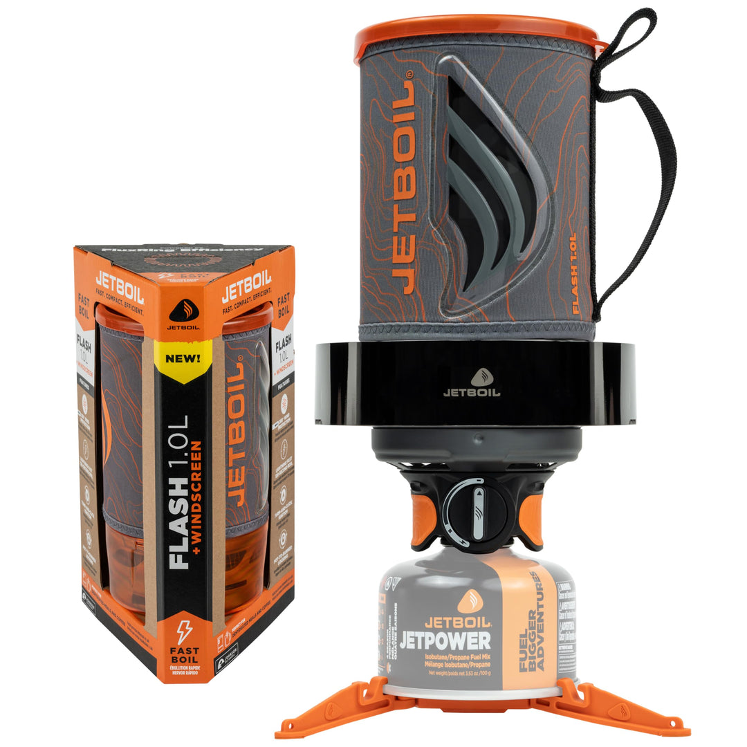 Jetboil Flash 1.0L Tragbarer Schnellkochkocher mit Windschutz für Camping und Rucksackreisen, 1-stuf