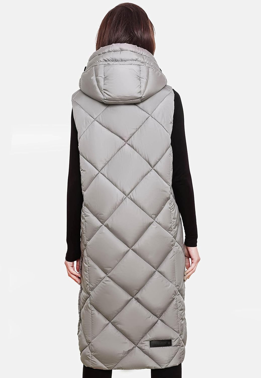 Navahoo warme Damen Winter Steppweste lang mit Kapuze Schnuckel XS-XXL S Zinc Grey, S Zinc Grey