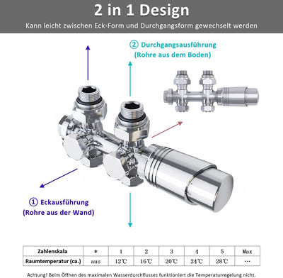 ELEGANT Design Heizkörper Horizontal mit Chrom Multiblock 630x616mm Einlagig Anthrazit Badezimmer/Wo