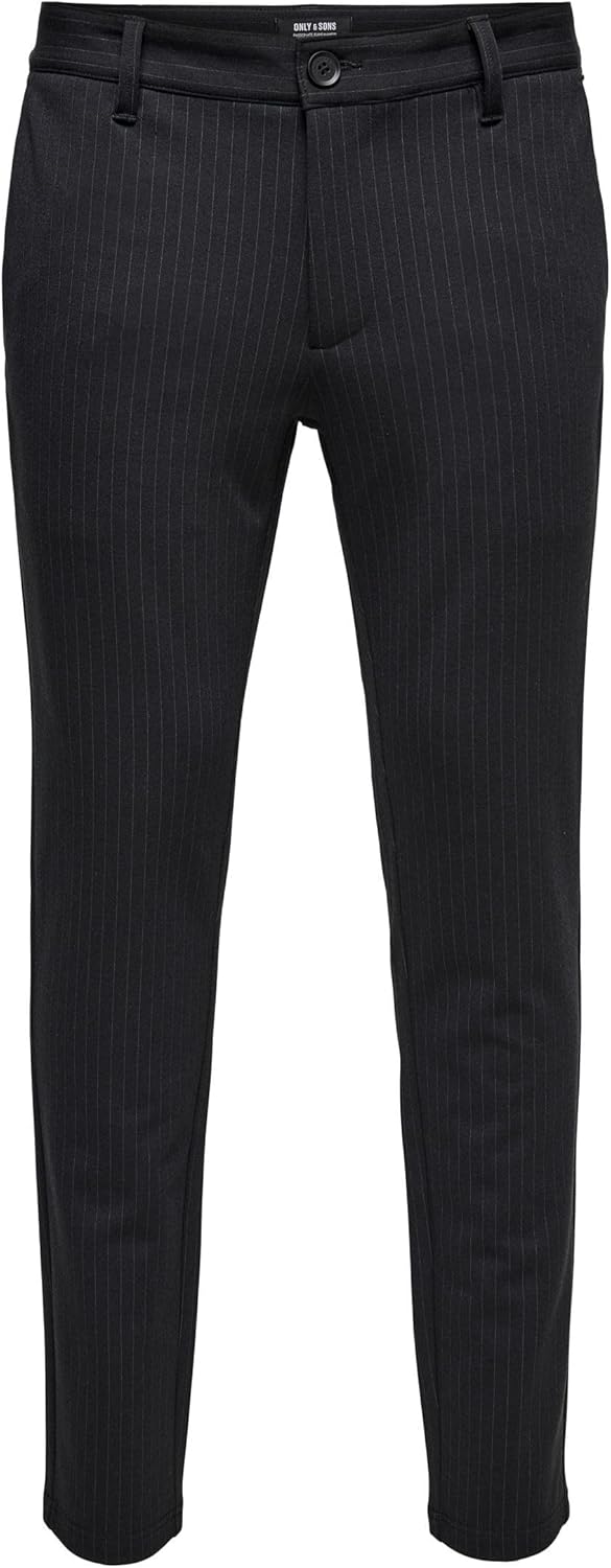 ONLY & SONS Male Chino Hose ONSMARK Pant Stripe GW 3727 NOOS 28W / 30L Schwarz (Black), 28W / 30L Sc