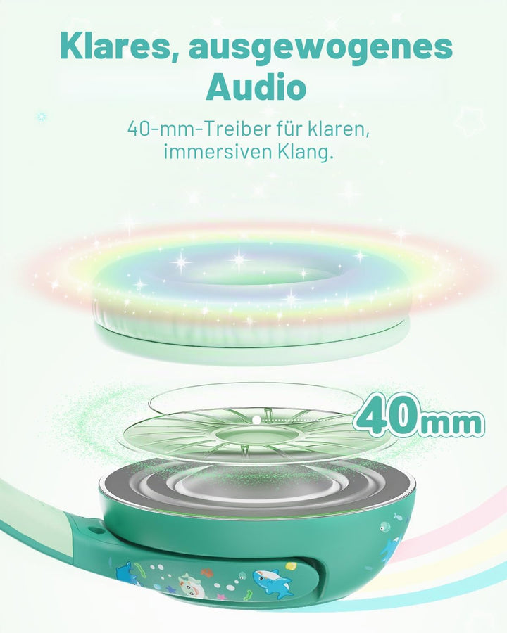 iClever Bluetooth Kopfhörer Kinder, 2+ Jahre alt CPC-Zertifiziert, 75/80dBA Sichere Begrenzte Lautst