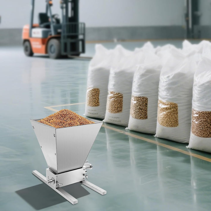 Malzmühle 4L Edelstahl mit Kurbel und Bohrmaschine für Zuhause Silber | Getreidebrecher mit 2 Betrie