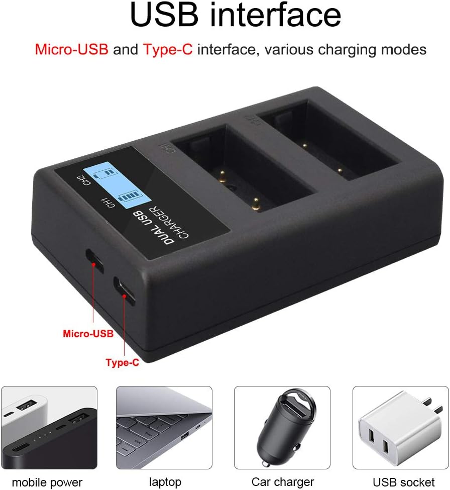 CITYORK 2er-Pack NP-W126 1200 mAh Ersatzakku und LCD-Ladegerät Kompatibel mit Fujifilm X100F, X100V,