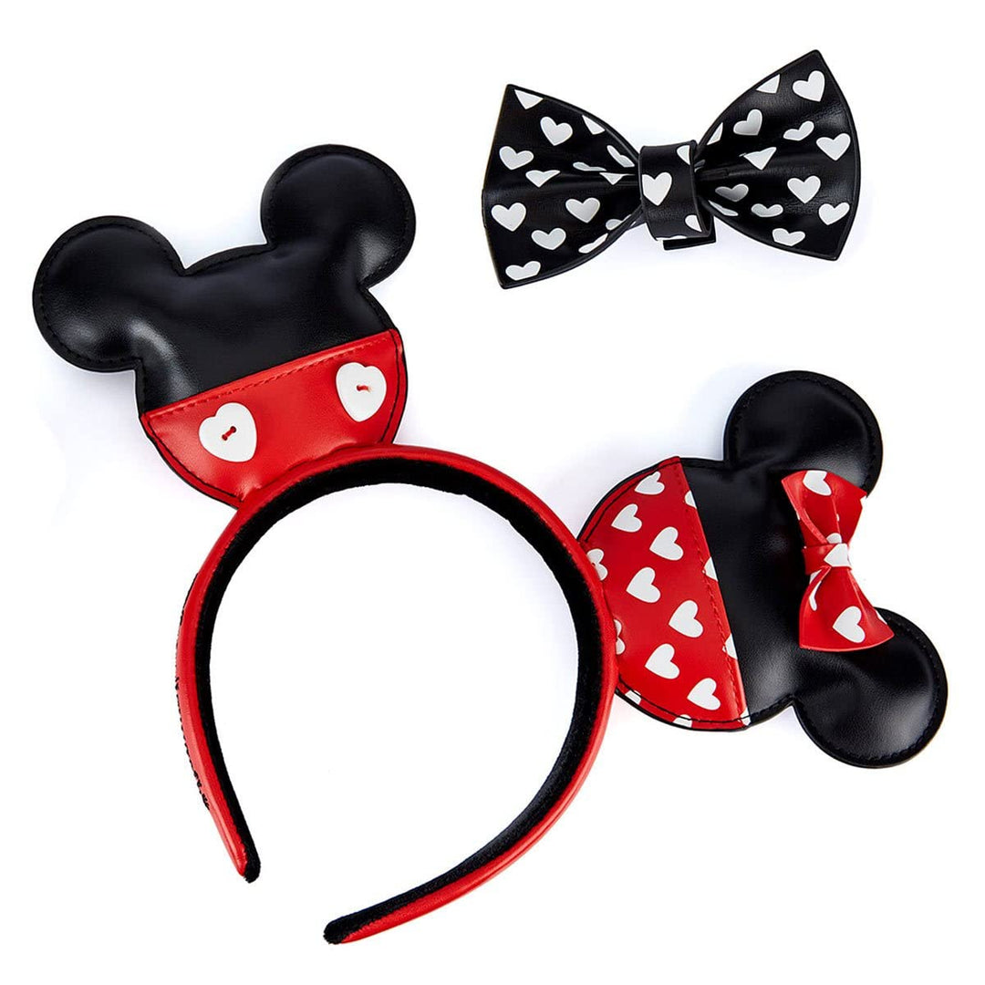 LOUNGEFLY Unisex Kinder x Disney Mickey and Minnie Mouse Valentines Ears Headband, Multi-Coloured