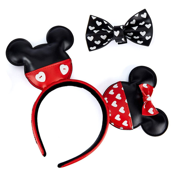 LOUNGEFLY Unisex Kinder x Disney Mickey and Minnie Mouse Valentines Ears Headband, Multi-Coloured