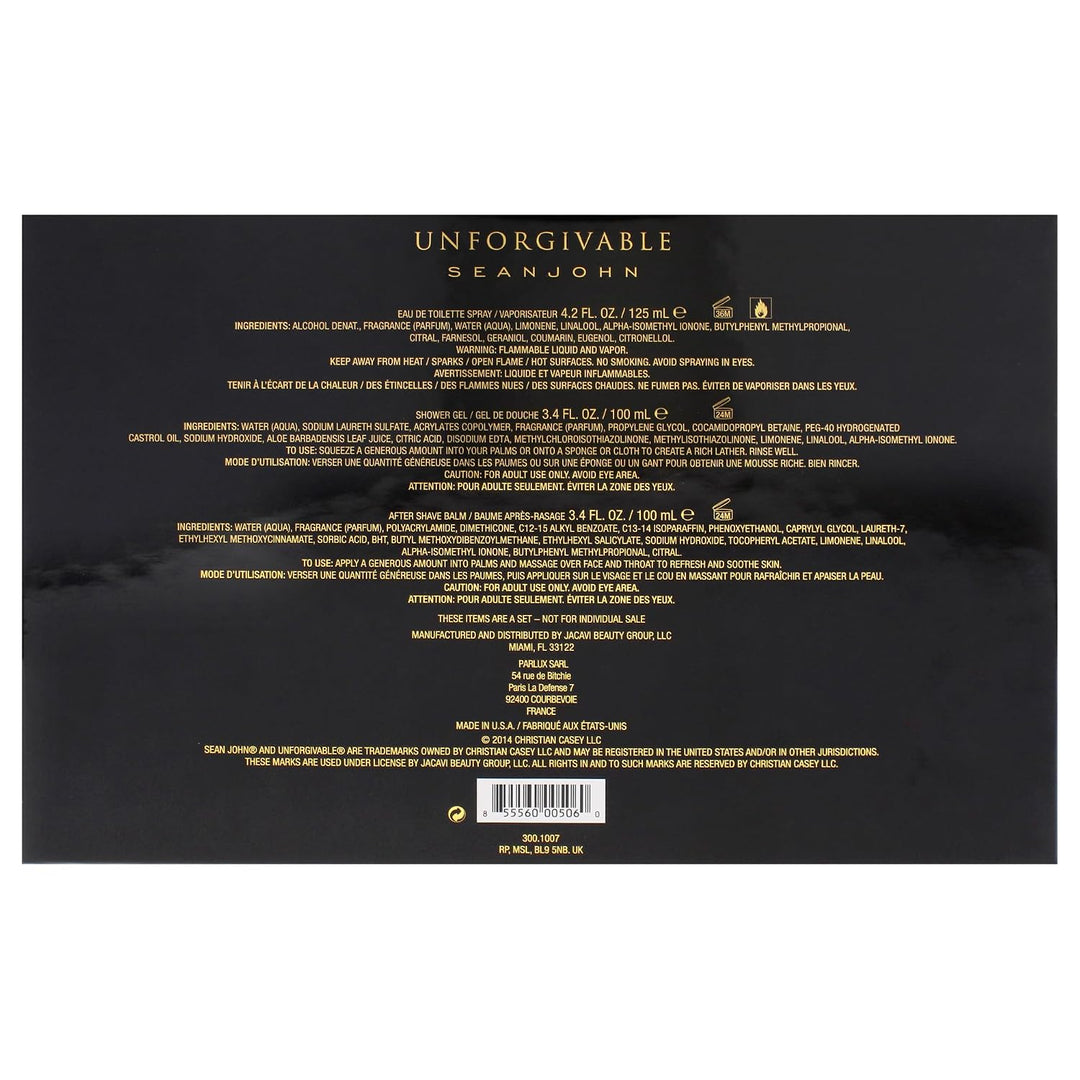 Sean John Unforgivable for Men 3 Pc Gift Set 1 stück (1er Pack), 1 stück (1er Pack)