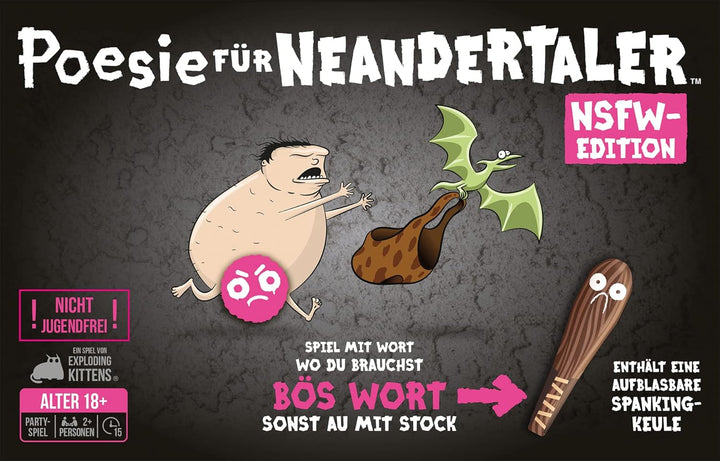 Exploding Kittens, Poesie für Neandertaler NSFW-Edition, Partyspiel, Kartenspiel, 2+ Spieler, Ab 18+