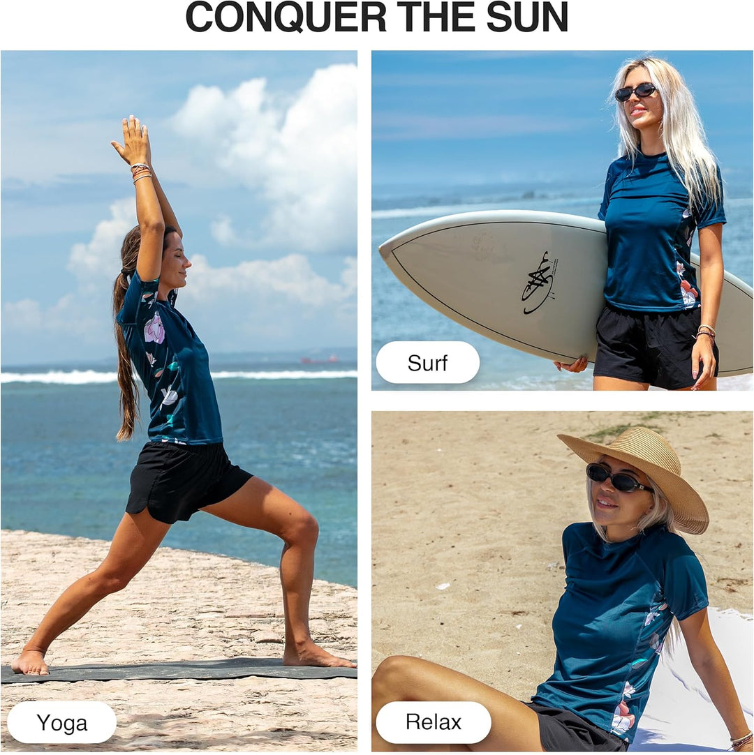 Kanu Surf Breeze Damen Rashguard & Workout Top mit LSF 50+, kurzärmelig S Darren Navy, S Darren Navy