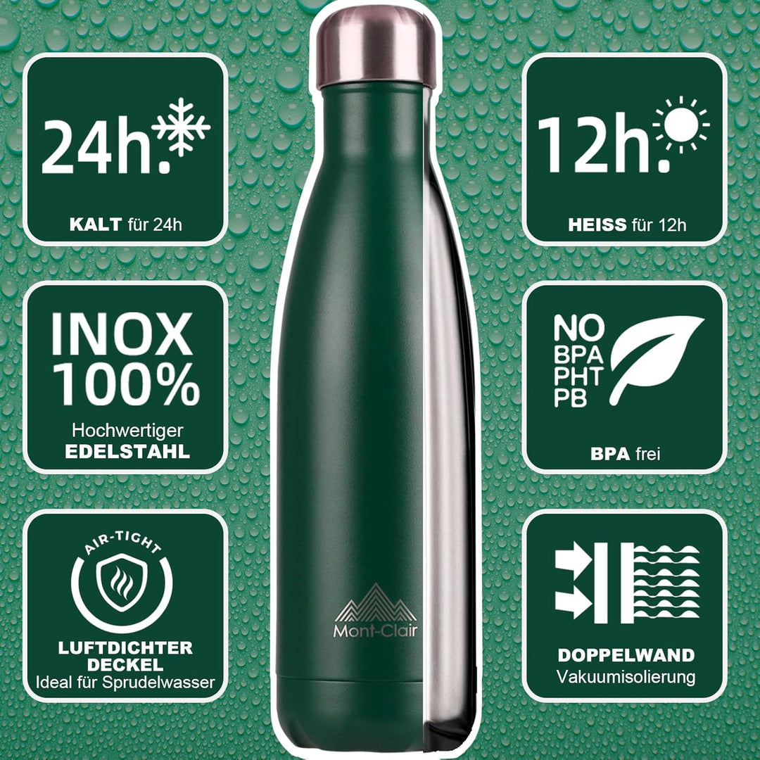 Mont-Clair Trinkflasche Edelstahl - Thermosflasche - BPA-freie - Water Bottle, Edelstahl trinkflasch