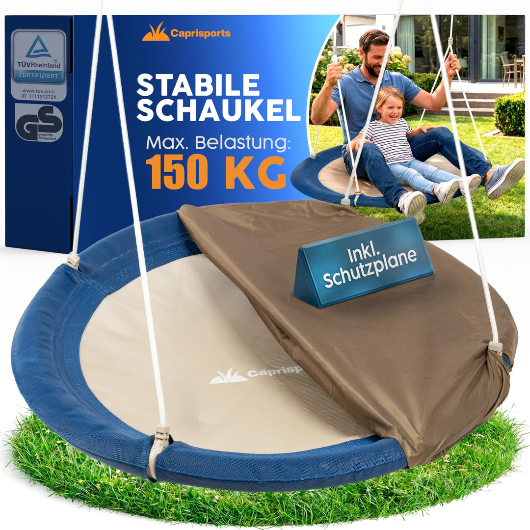 Nestschaukel Outdoor - [inkl. Abdeckhaube] - TÜV/GS geprüft - Höhenverstellbare Schaukel Outdoor und