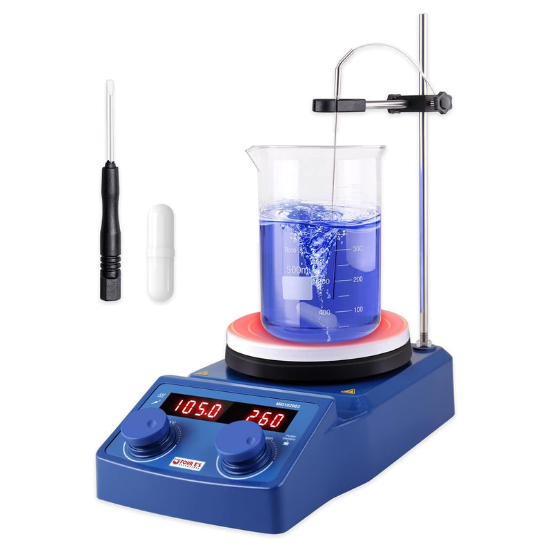 Labor Magnetrührer Heizplatte 135mm 100-1500rpm 280°C 5L LED-Display Magnetic Stirrer Mixer Magnetmi