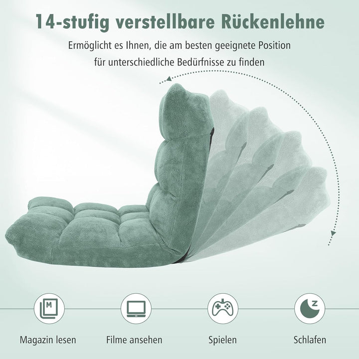 GOPLUS Bodenstuhl, Bodensofa mit Rückenlehne, Bodensessel mit Schlaffunktion, Floor Chair, Lazy Sofa