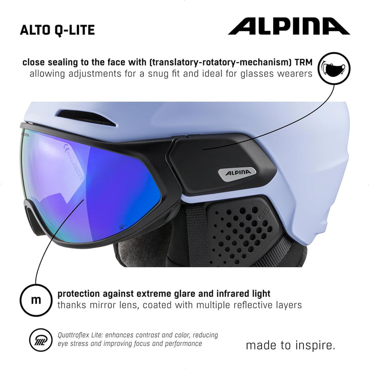 ALPINA ALTO Q-LITE - Sicherer, Stossabsorbierender & Individuell Anpassbarer Skihelm Mit Kontrastver
