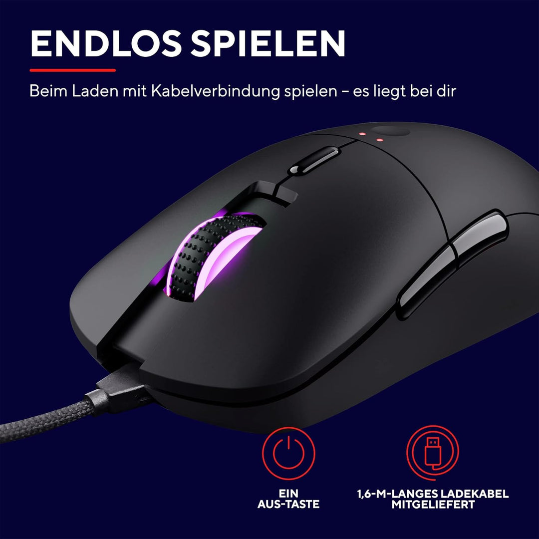 Trust Gaming GXT 980 Redex Wiederaufladbare Kabellose Gaming-Maus, 200-10.000 DPI, Geringer Latenz,