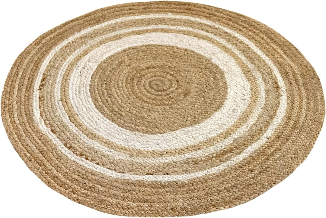HAMID Jute Teppich Rund, Alhambra Teppich Handgewebt 100% Naturfaser de Jute, Wohnzimmer, Schlafzimm