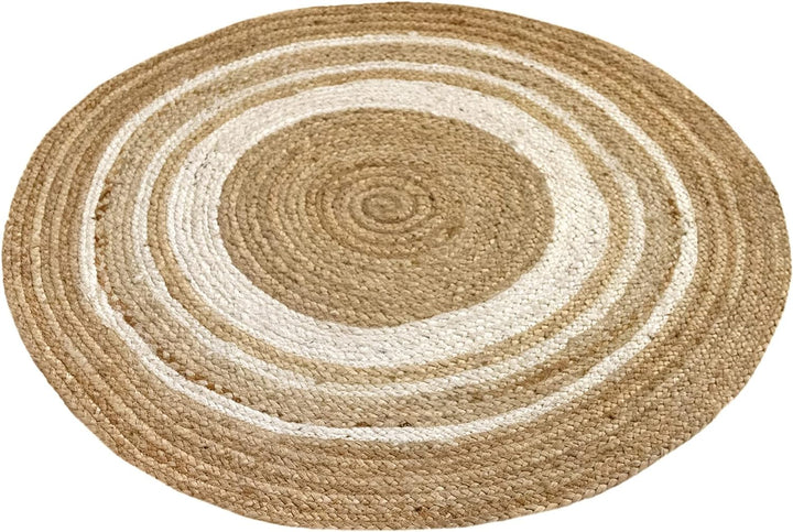 HAMID Jute Teppich Rund, Alhambra Teppich Handgewebt 100% Naturfaser de Jute, Wohnzimmer, Schlafzimm