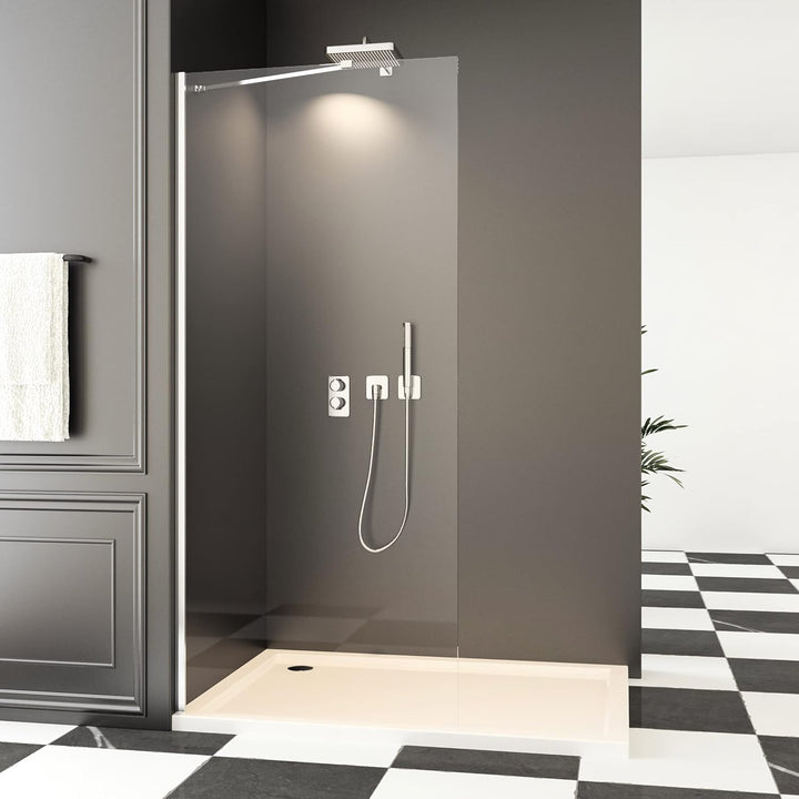 Walk in Duschwand 80x195 cm Walk in Dusche 6 mm Nano Sicherheitsglas Duschtrennwand mit Stabilisator