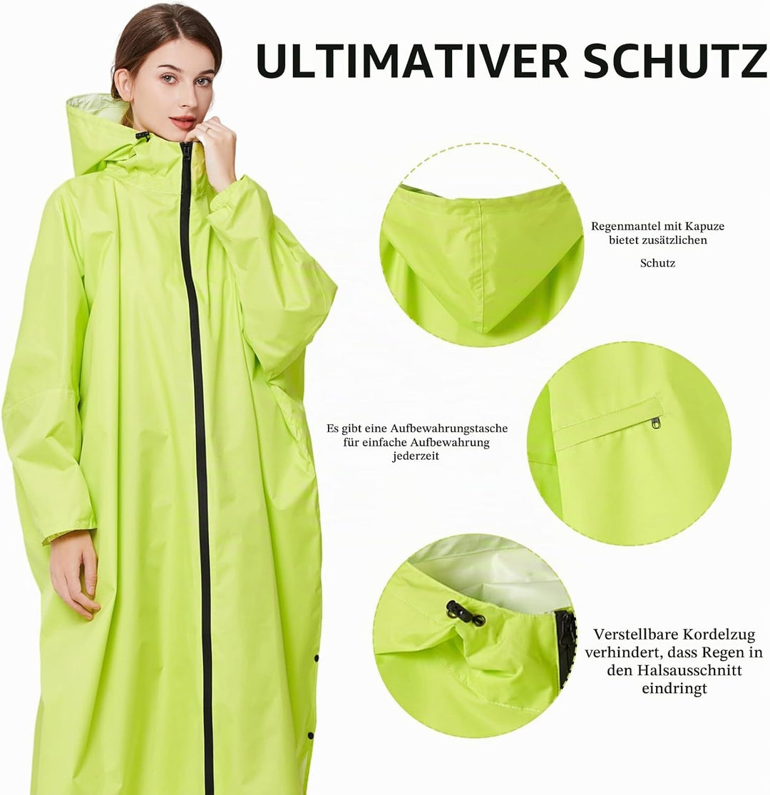 Ynport Crefreak Damen Lange Wasserdichte Regenmäntel Leichter Regenponcho Packbare Outdoor-Regenbekl