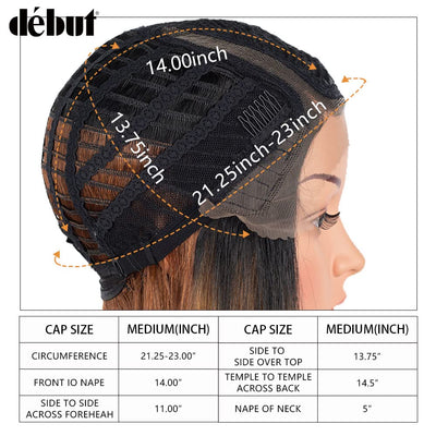 Début Lace Front Perücke für schwarze Damen Bob Perücke für weisse Damen Kunsthaar 24 cm 120g Braun