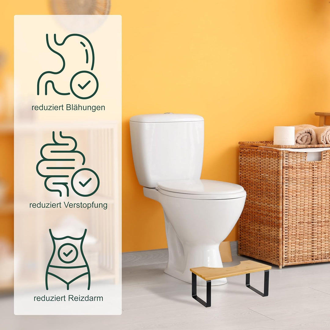 Relaxdays Toilettenhocker, Stuhlgang Unterstützung, WC Hocker Erwachsene, Bambus, HBT: 18 x 44,5 x 2