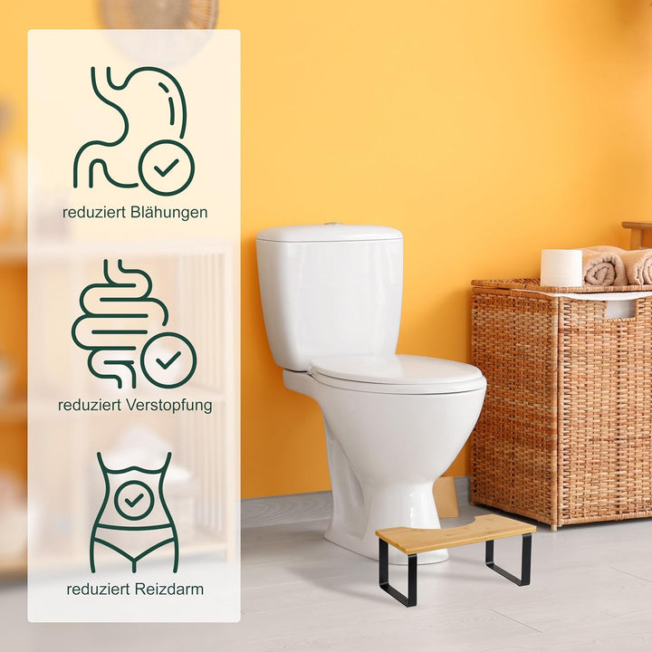 Relaxdays Toilettenhocker, Stuhlgang Unterstützung, WC Hocker Erwachsene, Bambus, HBT: 18 x 44,5 x 2