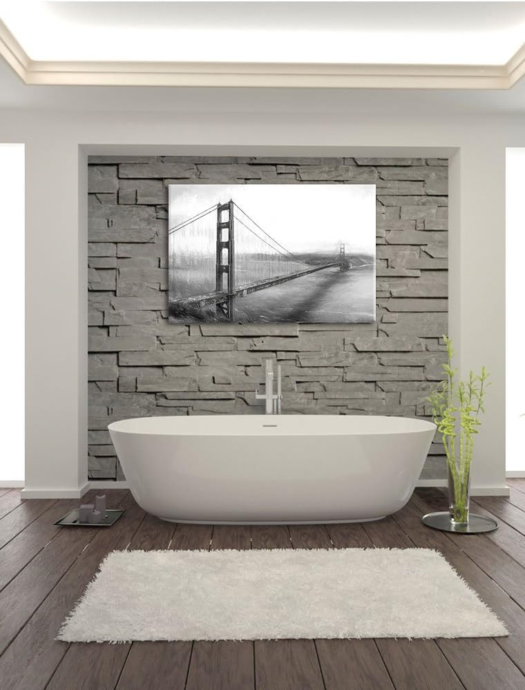 Pixxprint Golden Gate Bridge als Leinwandbild/Grösse: 100x70 / Wandbild/Kunstdruck/fertig bespannt,
