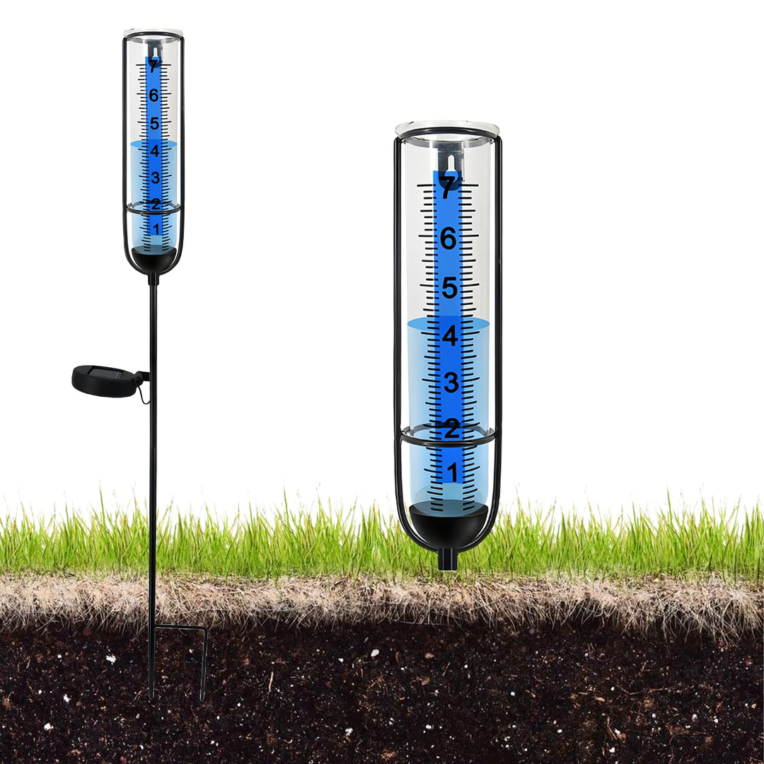 Regenmesser für den Aussenbereich mit Licht, Regenmesser für Garten Frostsicher, Outdoor Regenmesser