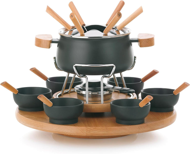 Kela 61201 Drehbares Fonduekarussell-Set, Fleischfondue, 23-teilig, Für 6 Personen, 2,0 l, Natura