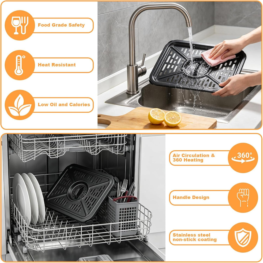 Air Fryer Grill Plate for Ninja Foodi DualZone Heissluftfritteuse 6 in 1 AF400EU DZ401 9.5L, 2 Piece