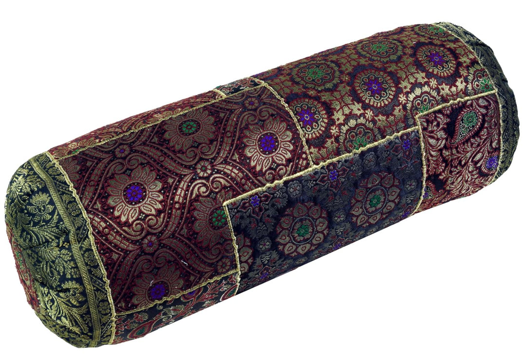 GURU SHOP Patchwork Nackenrolle, Sofakissen 50 cm - Braun, Braun