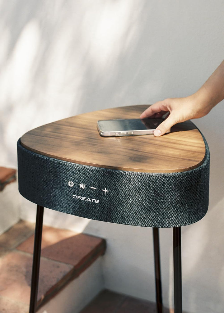 CREATE / Speaker Table 180 / Tischlautsprecher aus Dunkelholz/Unidirektionale Tonqualität 180º, Blue