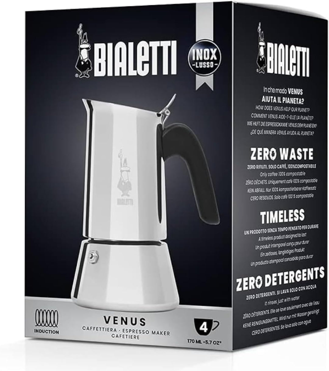 Bialetti Venus Espressokocher für induktion, Stahl, Silber, 0 cm, 400 4 tassen Old Venus, 4 tassen O