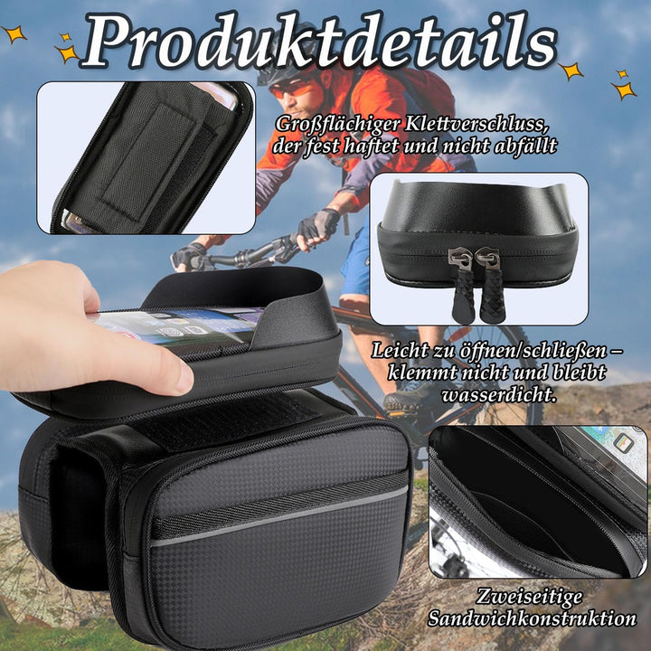 Fahrradtasche Rahmen Wasserdicht, Fahrrad Rahmentasche Kompatibel mit iPhone und Samsung bis 7 Zoll,